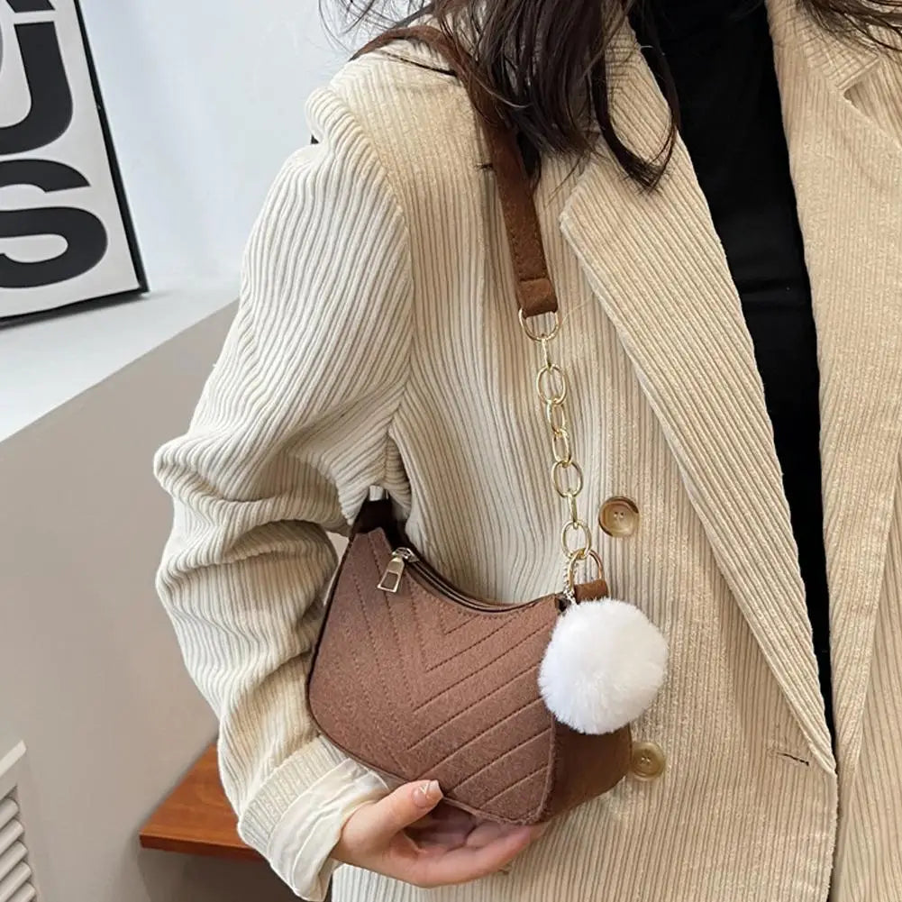 Mini Women Shoulder Bags Fashion Felt Women's Bag Design Advanced Underarm Handbags Mini Saddle Bag Oasis Select