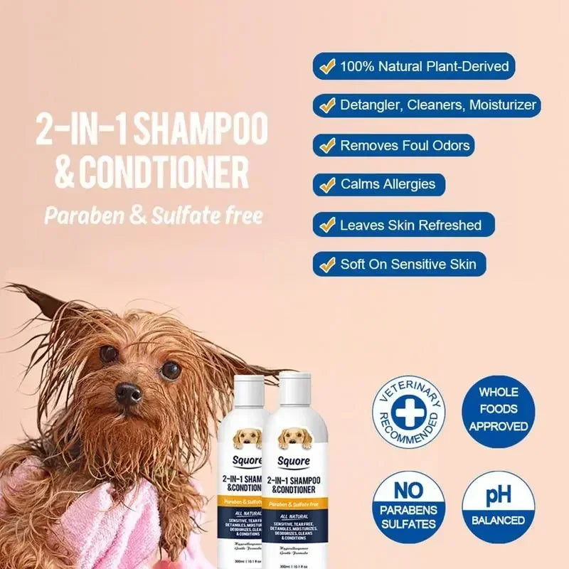Puppy Shampoo And Conditioner 2 In 1 Natural Moisturizing Shampoo Moisturizing Dog Shampoo For Sensitive Skin PH Balanced Oasis Select