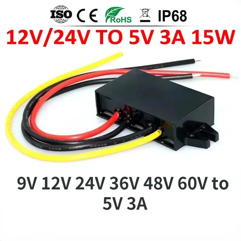 12v24v to 5 Volt 3A DC DC Step Down Converter Car LED Buck to 5V Switching Power Supply 9V 12V 24V 36V 48V 60V 72v 80v to 5V Oasis Select