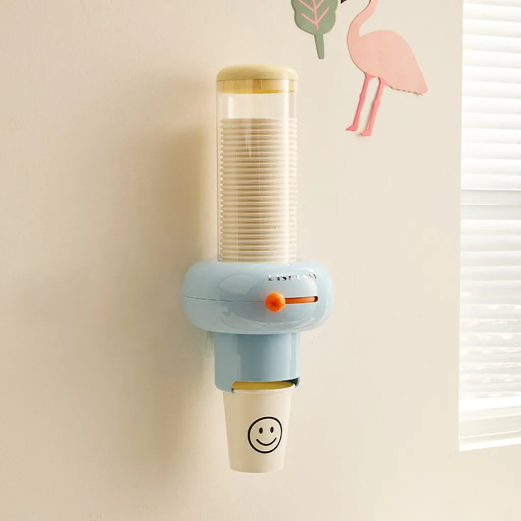 Wall-Mounted Paper Cup Dispenser | Drill-Free, Dustproof