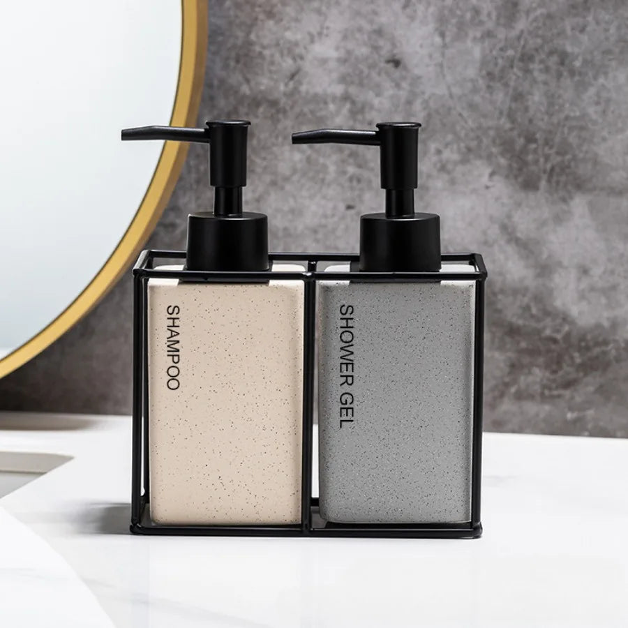 330ml Bathroom Soap 2pcs Ceramics Dispensers Refillable Holder Portable Travel Dispenser Liquid Soap Dispenser Bath Pump Bottle Oasis Select