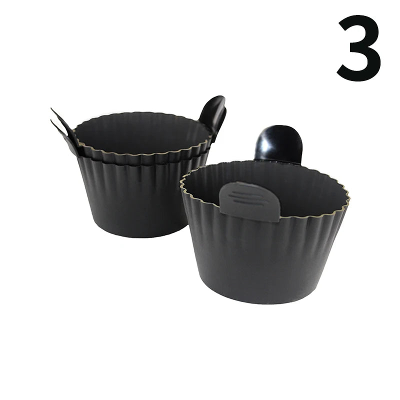 Silicone Air Fryer Egg Poacher Silicone Cupcake Baking Cups Ramekins For Air Fryer Ovens Air Fryer Silicone Basket Oasis Select 3pcs black