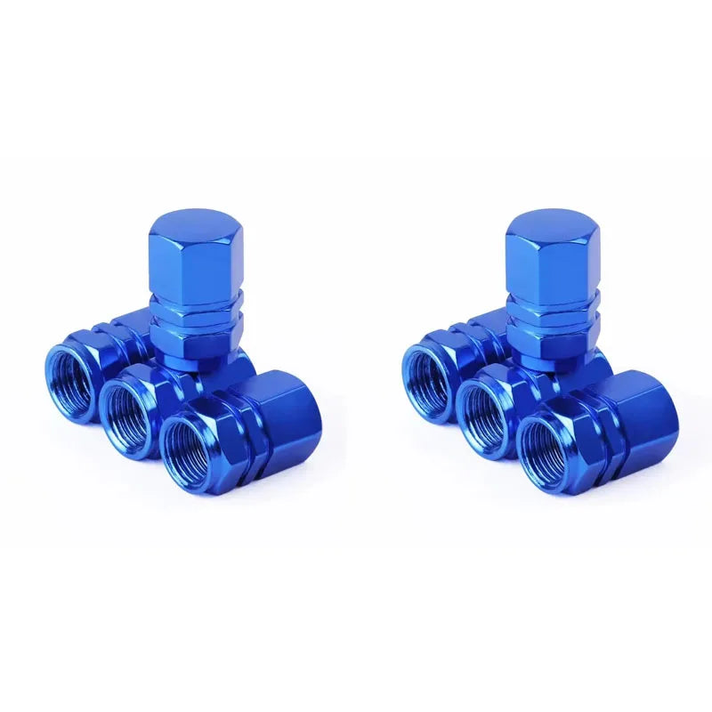 4/8Pcs Universal Premium Aluminum Car Tyre Air Valve Caps Bicycle Tire Valve Cap Car Wheel Styling Red Black Blue Silver Gold Oasis Select blue 8pcs