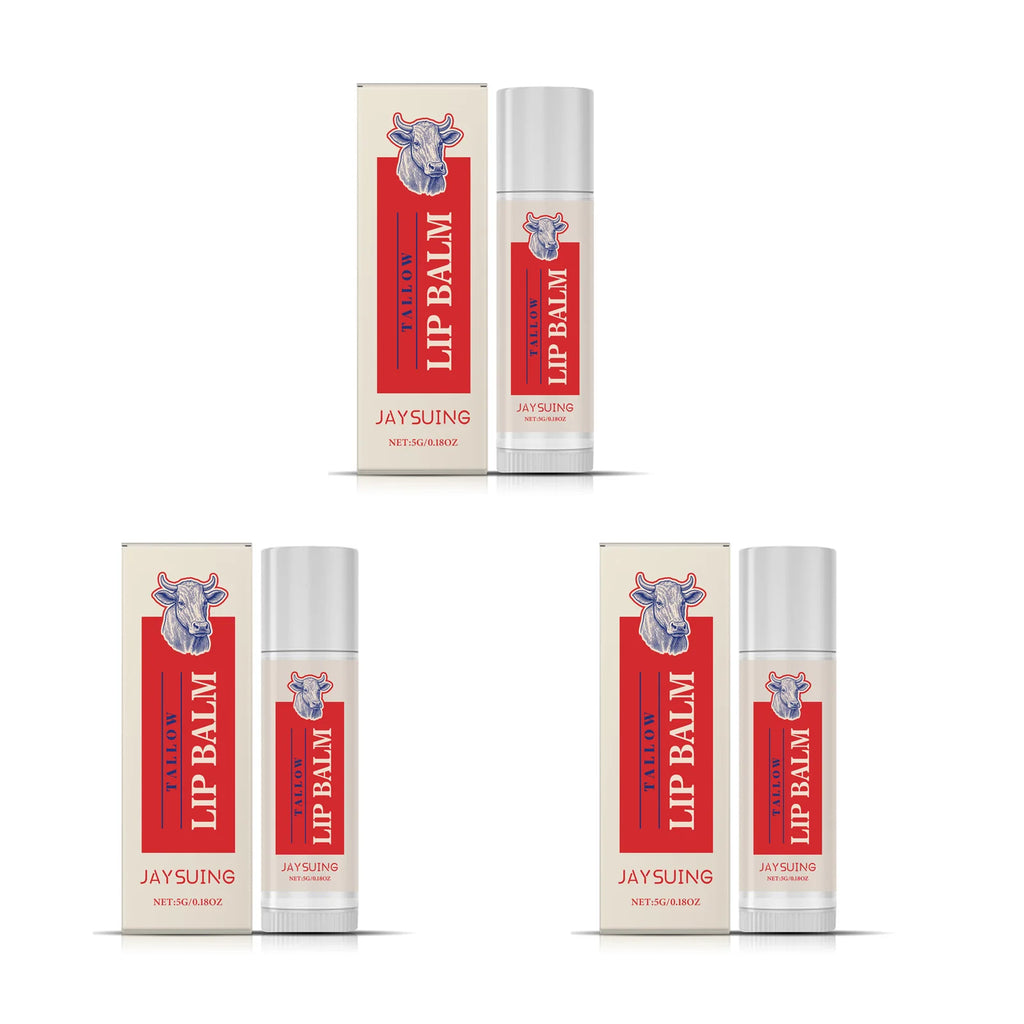 Tallow Lip Balm Ultra Nourishing Non-Greasy Softening Fade Lip Lines Remove Dark Anti-Cracking Moisturizing Lip Care Oasis Select 3 x 5g Boxed