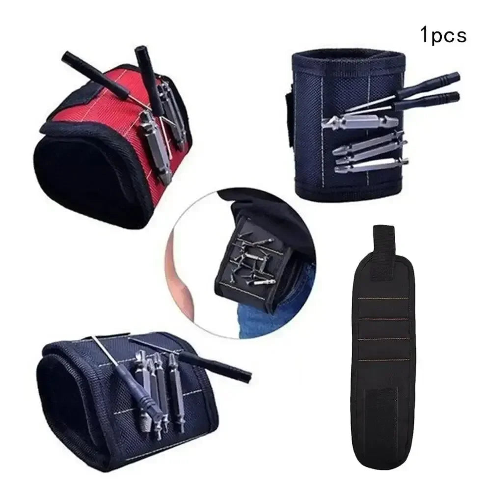Strong Magnetic Wristband Portable Tool Bag Electrician Adjustable Wrist Belt for Holding Screws Nails Drilling Bits Bolts Oasis Select