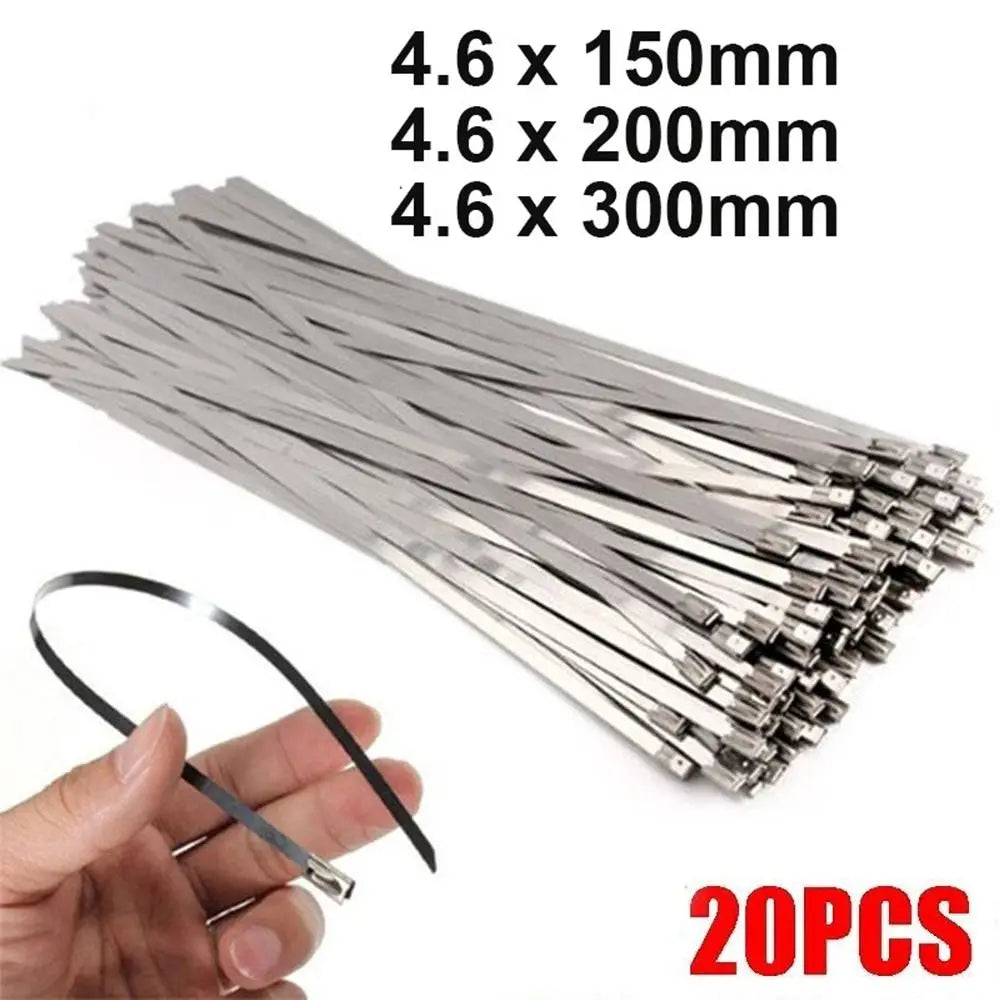 Silver Heavy Duty 304 Stainless Steel Cable Ties Tight Self-Locking Cable Zip Tie 4.6mm Exhaust Wrap Locking Ties Multi-Purpose Oasis Select