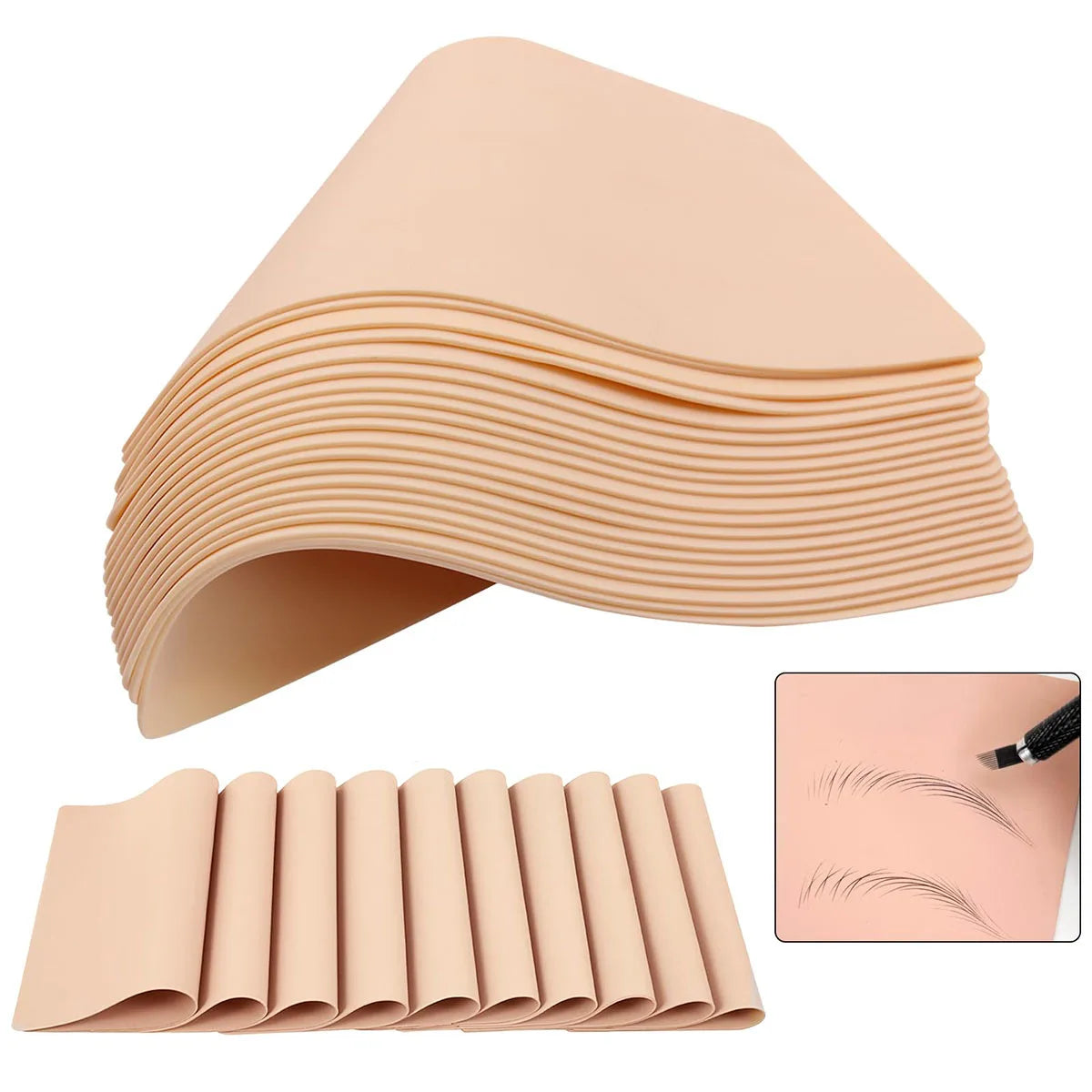 Blank Tattoo Practice Skin, Double Sided Fake Eyebrow Tattoo Practice Skins for Beginners and Experienced Tattoo Artists-1MM Oasis Select