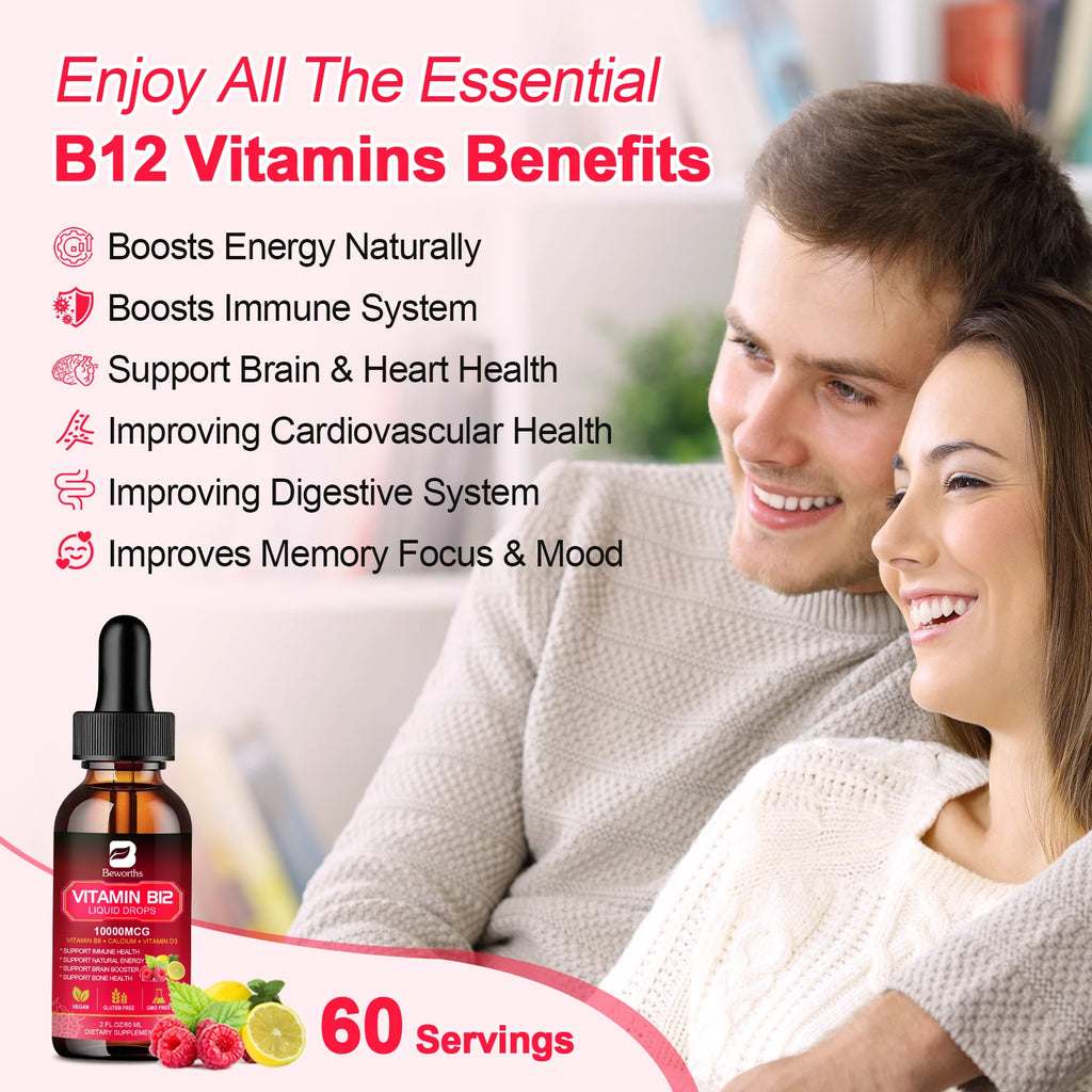 BEWORTHS Vitamin B12 Drops Energy Supplements Support Immune Health Protecting Cardiovascular Health Promote Digestion Oasis Select