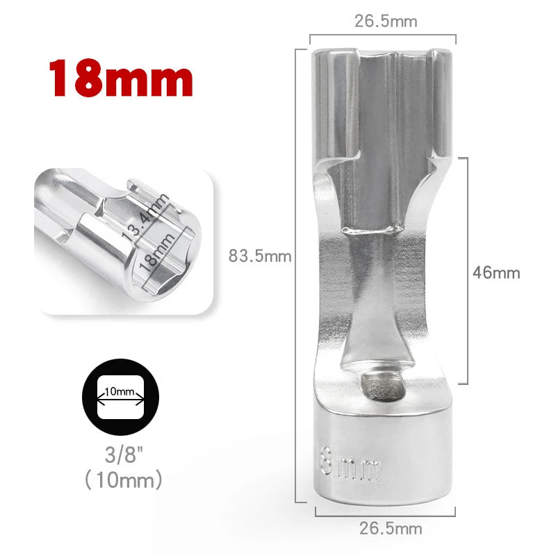 Diesel Injector Pipe Remove Wrench, 10mm-19mm, Fuel Line Socket Adapter Tool Oasis Select 18mm