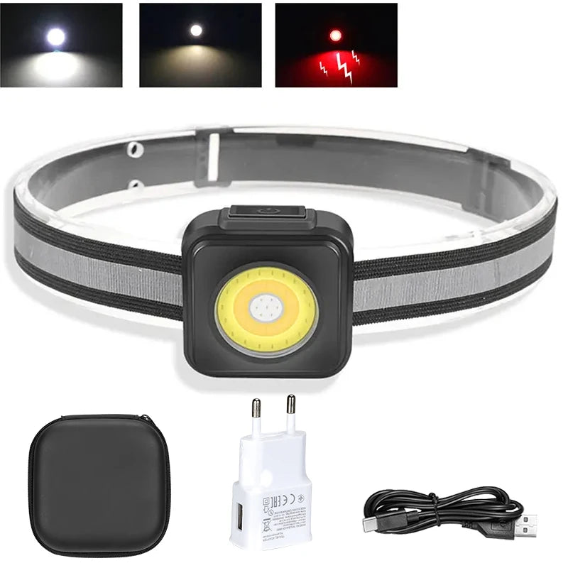 COB Rechargeable Headlamp USB-C 800LM – 4 Modes, Waterproof