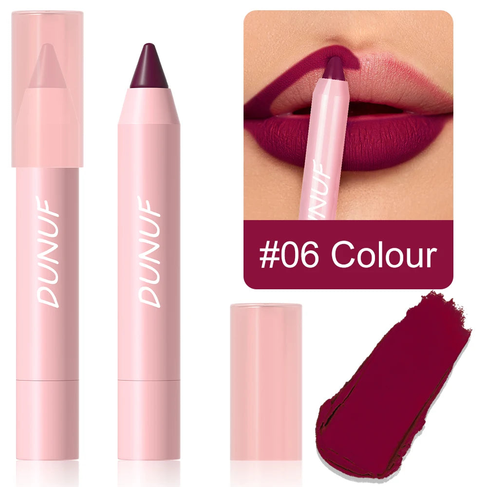 DUNUF 1 Pcs Matte Lip Liner Velvet Lip Gloss Waterproof Long-Lasting Easy to Color Music Festival Ready Lip Makeup for Lipstick Oasis Select 06 Full Size