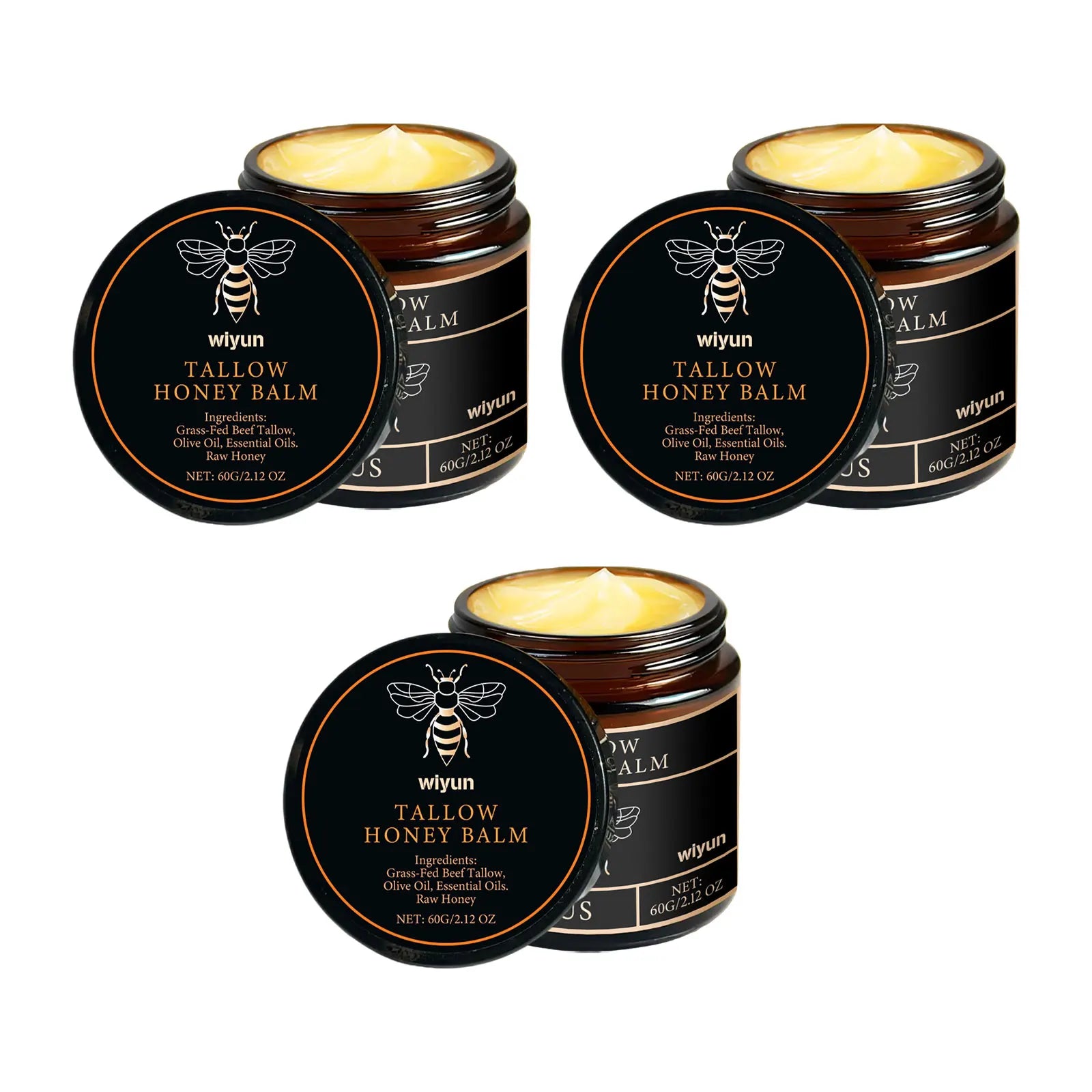 Organic Grass-Fed Beef Tallow Balm with Raw Honey Moisturizer Tallow Moisturizing Balm Oasis Select 180g