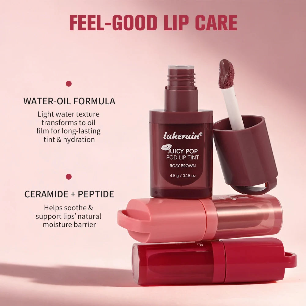 Juicy Hydrated Lip Tint Buildable Glossy Finish Ceramide Peptide Water-to-oil Formula Long-lasting Color Buckle Design Lip Tint Oasis Select