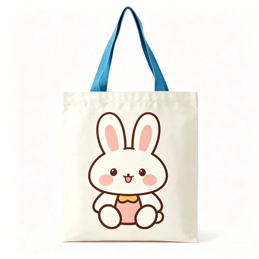 Cute Red Heart Yellow Chick Print Canvas Tote Bag Eco Reusable Shopping Shoulder Bag For Daily Grocery Market Oasis Select Blue