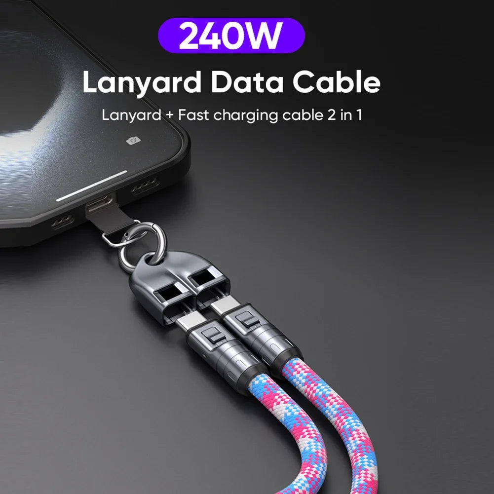 2-in-1 USB-C Lanyard & 240W Fast Charging Cable | PD Zinc Alloy