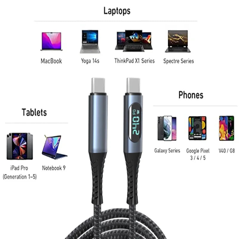 1m 240W USB 4.0 Type C to Type C Cable Fast Charge 8K 60Hz 40Gbps Data cable Compatible with Thunderbolt 4 Digital Display Power Oasis Select