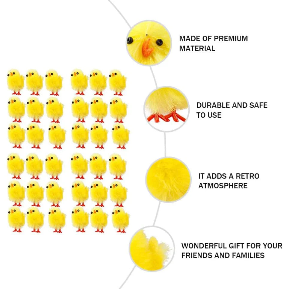 Mini Easter Chicks Flocked Figurines 24–216 PCS | Spring Decor