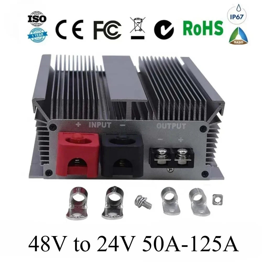 48 Volt to 24 Volt 48V to 24V 50A-125A Switching Power Converter Step Down DC-DC Transformer Buck RegulatorTruck Voltage Oasis Select