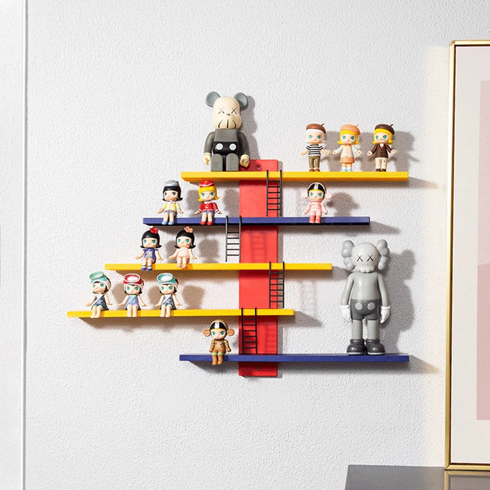 Figure Toy Display Stand Wall Mounted Handwork Blind Box Floating Shelves DIY Colorful Display Rack Ladder Storage Display Rack Oasis Select