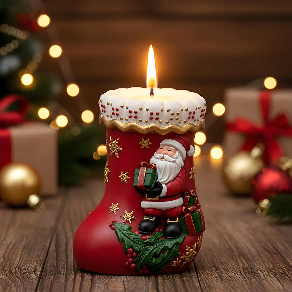 Holiday Stocking Silicone Mould Adorable Santa Claus Candle Mold Christmas Gift Mold Easy To Demold For Scented Ornament Making Oasis Select