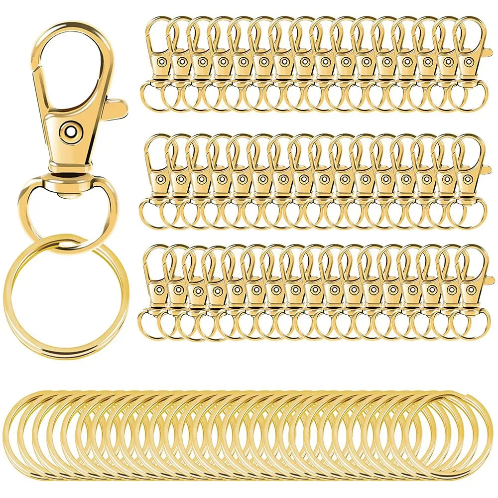 Swivel Snap Hooks with Key Rings 50PCS Lobster Claw Clasps for Jewelry Making Keychains DIY Lanyard Hardware Accessories Oasis Select Gold 25 Set