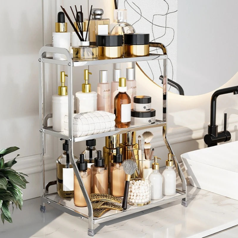 Cosmetics storage rack Stone pattern desktop skin care product shelf Bathroom dresser Perfume storage box Oasis Select