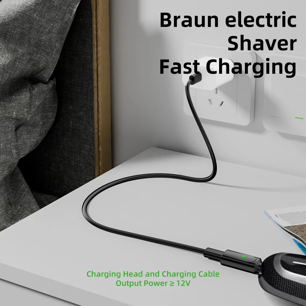 12V USB-C Shaver Adapter for Braun Series 3/5/7/9 Charger Shaver Charging Adapter Oasis Select