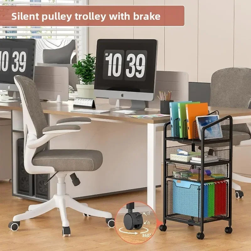 Multi-functional Household Goods Wrought Iron Multi-layer Rack Trolley Office Document Storage Rack Floor Snack Trolley Oasis Select