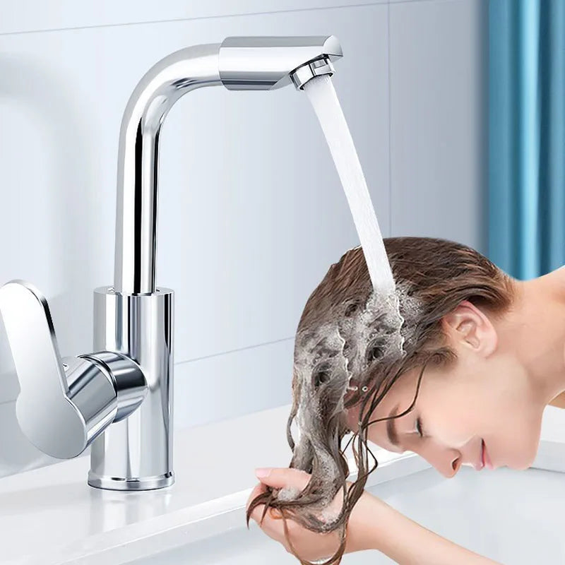 Rotatable Single Handle Hot & Cold Basin Faucet | Kitchen & Bath