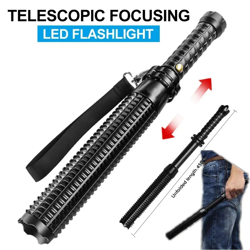 KDULIT Wolf Tooth Stick Flashlight Strong Light Charging Outdoor Super Bright Multi Functional Telescopic Self Defense Window Oasis Select