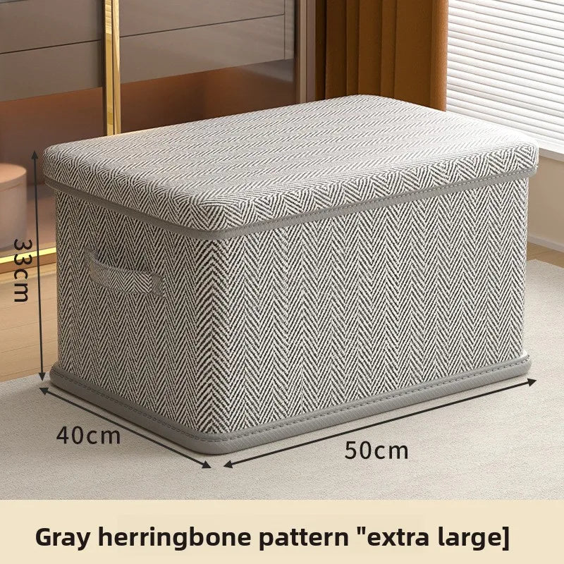 Clothes Storage Box Household Large-capacity Wardrobe Snacks Toys Layered Finishing Artifact Folding Storage Box Basket with Lid Oasis Select XL