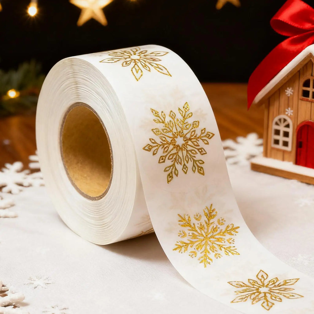 500Pcs snowflakes Stickers Glitter Round Tags Stickers for kids Gift Baking Package Envelope Decor Stationery Labels Decal Oasis Select
