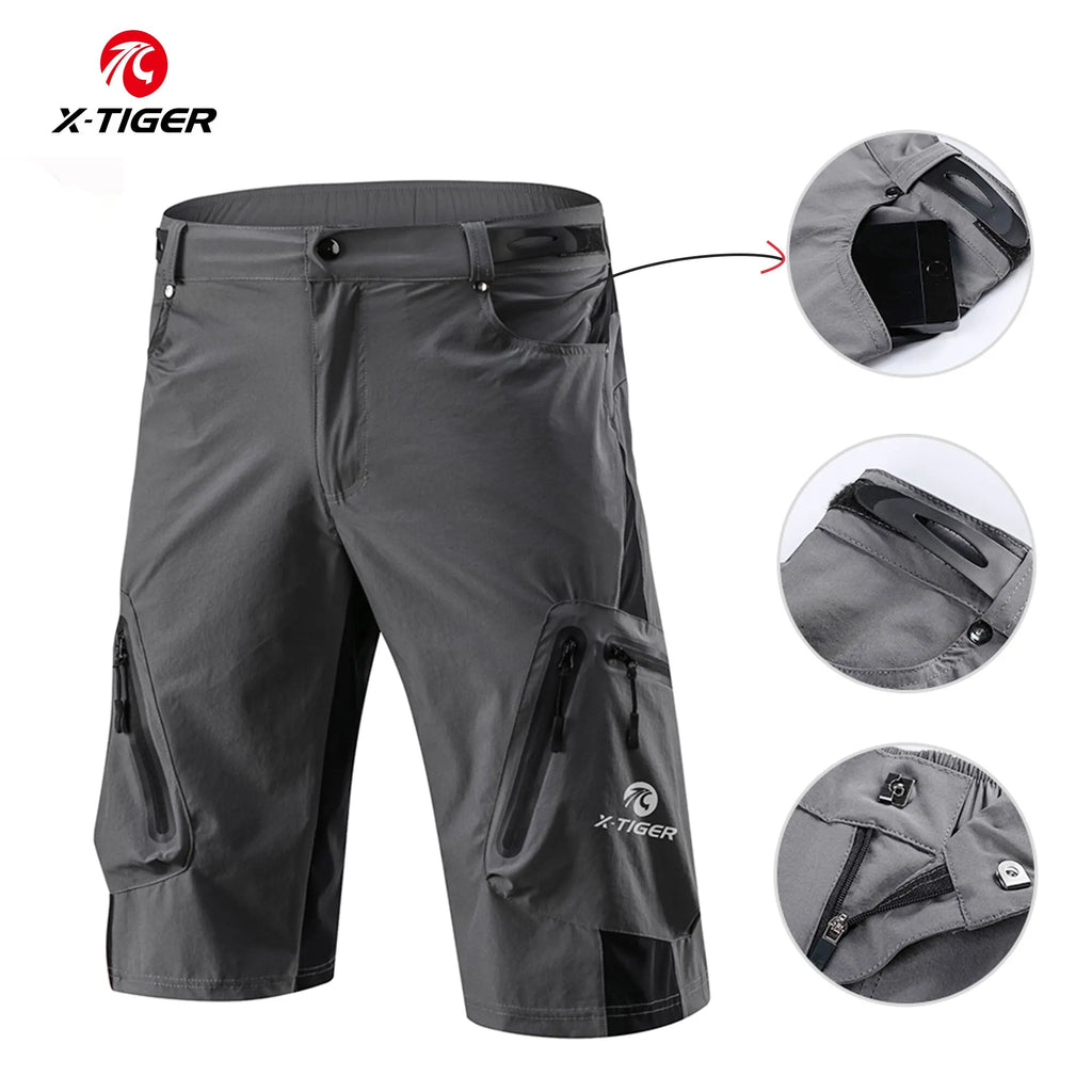 X-TIGER Mountain Bike Shorts Multi-Pockects Breathable Loose Riding Road MTB Shorts Outdoor Sports Waterproof Cycling Pants Oasis Select