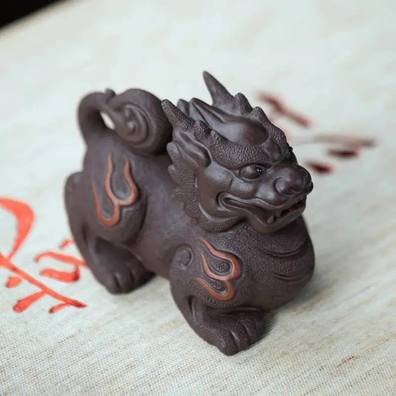 Purple Sand Tea Pet Ornaments Attracting Wealth Fire Pixiu Livable Tea Play Tea Table Decoration Accessories Oasis Select