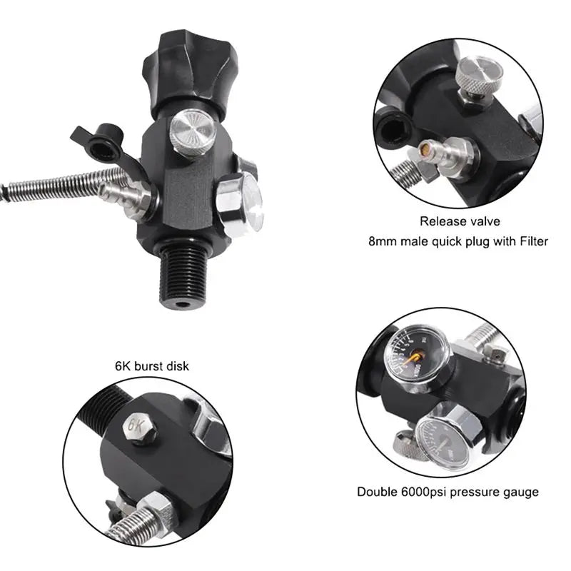 LIKE WISH Full Spring Double Gauge Valve Tank Dual Gauge Charging Valve With 50Cm High Pressure Hose Oasis Select