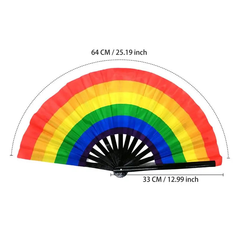 Rainbow Fan Rainbow Rave Hand Fan Rainbow Hand Held Folding Fan Chinese and Japanese Handheld Fan Dancing Fan Fold Hand Fan Oasis Select