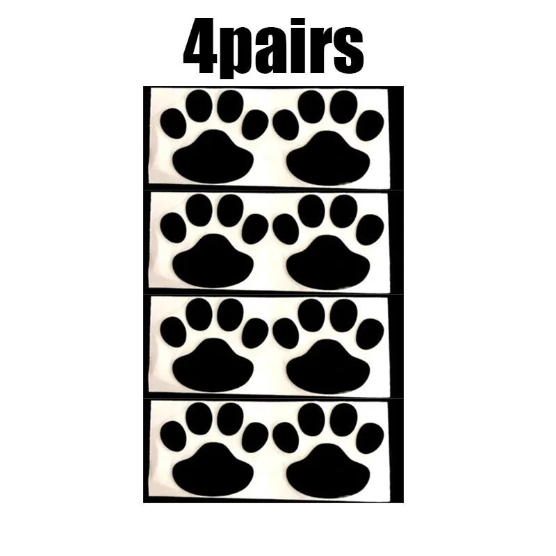 1/2/4pairs Car 3D Stereo Footprint Car Stickers Creative Dog Paw Body Stickers Soft Electric Car Footprint Personalized Stickers Oasis Select 4pairs black