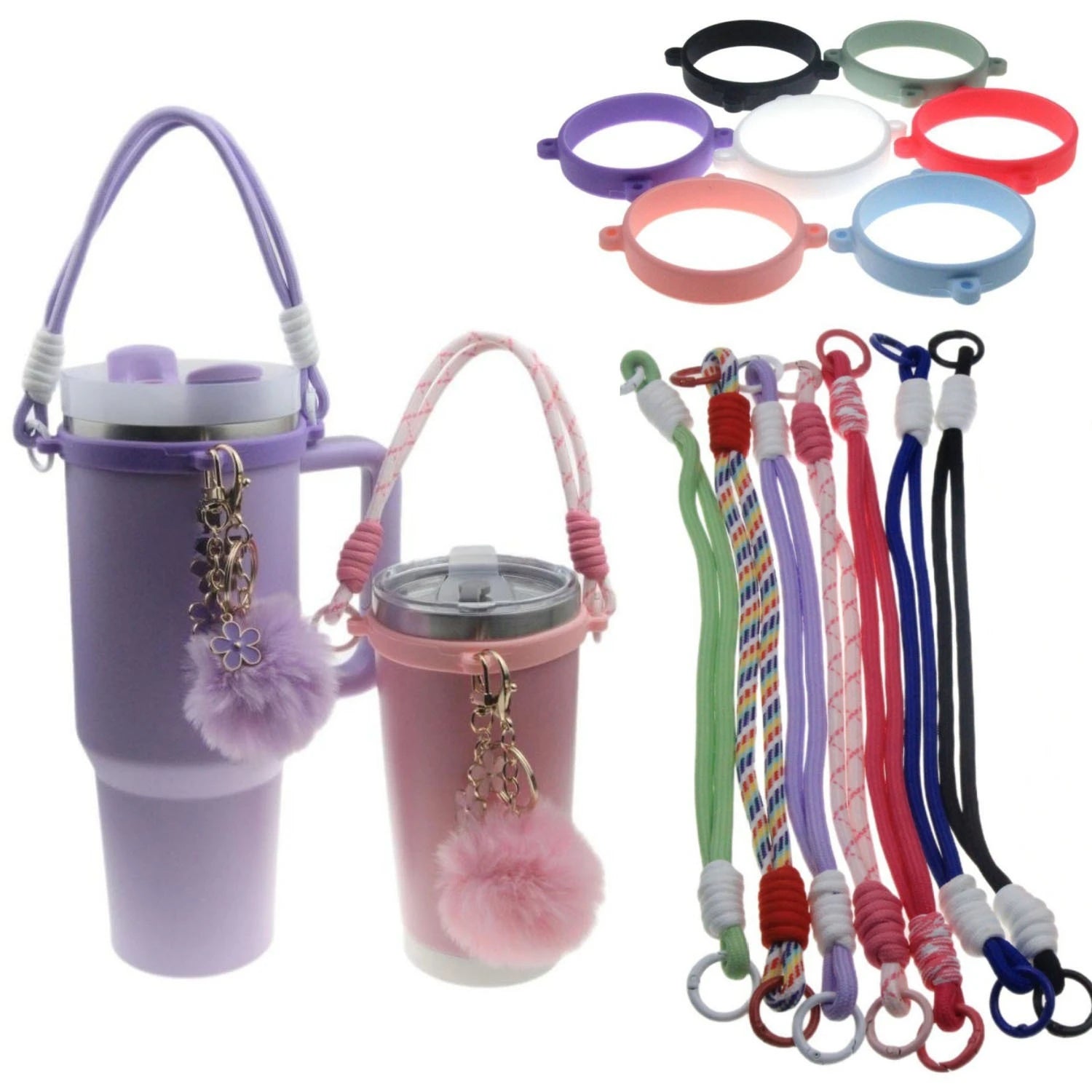 Flexible Silicone Handheld Bottle Wrap Anti Drop Portable Carrying Lanyard Multipurpose Cup Grip Casing Drinking Container Oasis Select