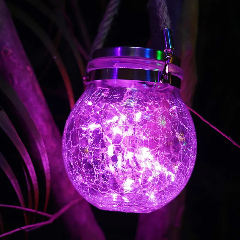 Solar Outdoor Lights Set: Garden Crack/Hanging Bottle Lights Xmas Mason Decor Oasis Select 20 lights pink