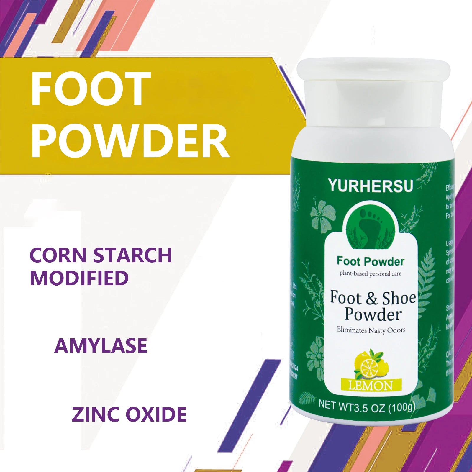 YURHERSU Lemon Foot Deodorant Powder – Fresh & Dry All Day Foot Deodorant Powder Oasis Select