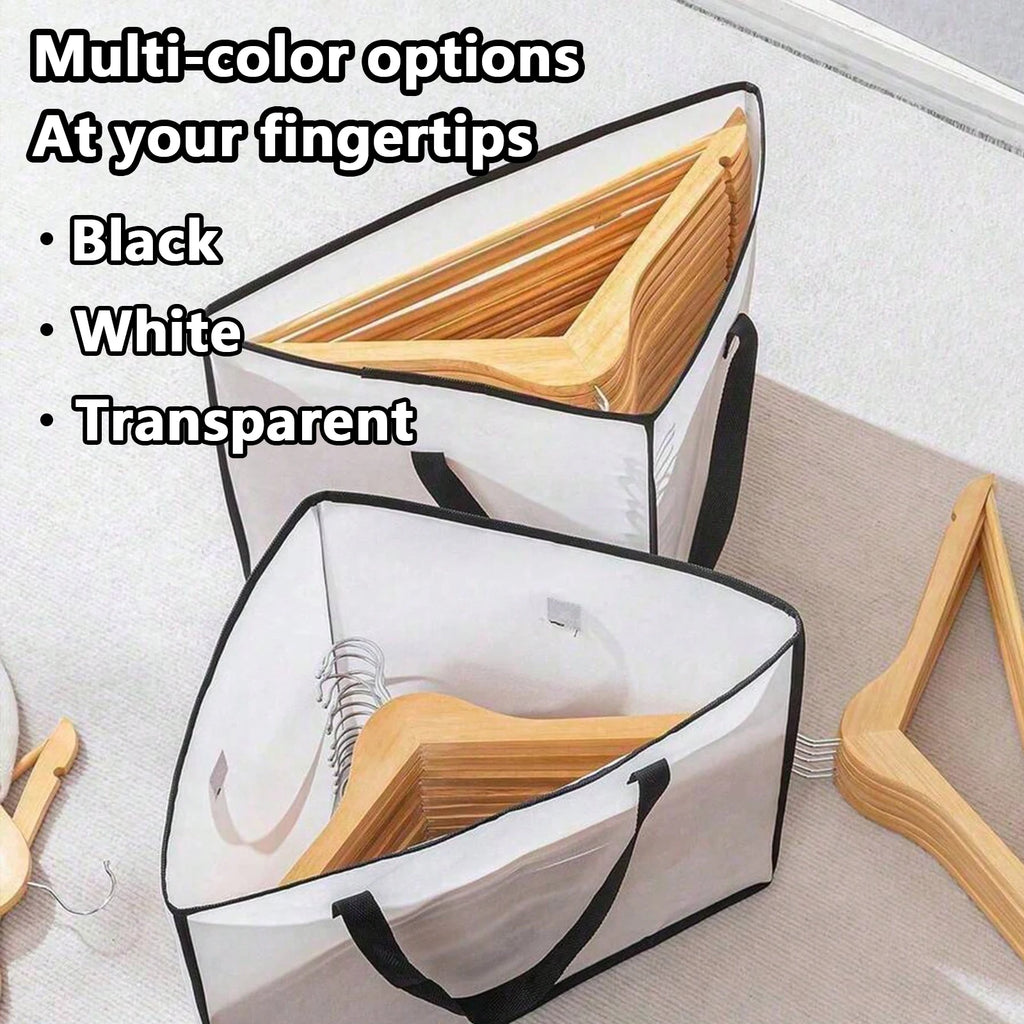 Clothes Hanger Organizer Large Capacity Triangle Storage Bag Foldable with Handle Space-Saving Clear Transparent for Wardrobe Ho Oasis Select