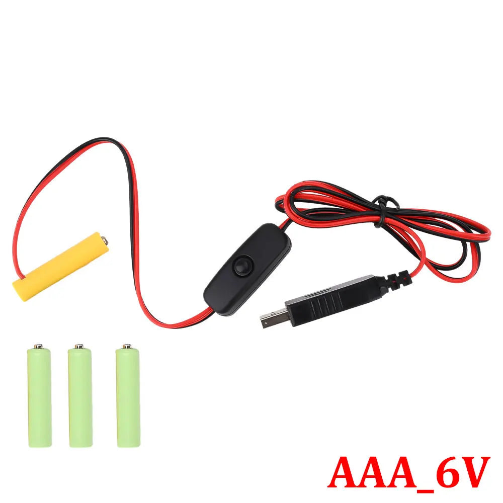 Universal 3/4.5/6V AA AAA Battery USB Power Supply Replaced AA/AAA Battery Replacement Cable for Clock Toy Light LED With Switch Oasis Select AAA-6V