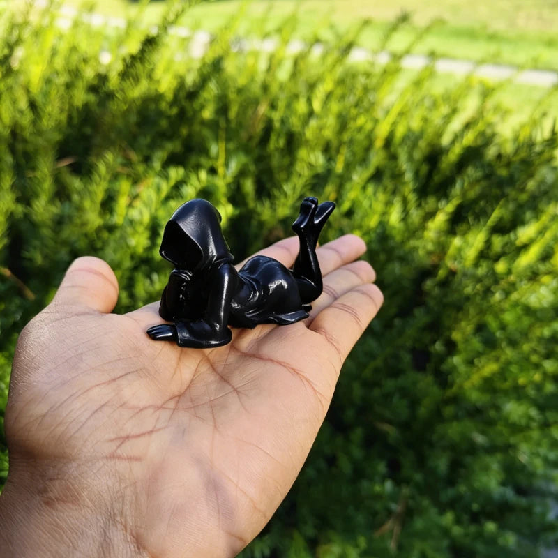 3D Printed Mysterious Hooded Girl Statue Gothic Dark Style Figurine Fantasy Art Ornament for Desktop Bookshelf Collectible Gift Oasis Select