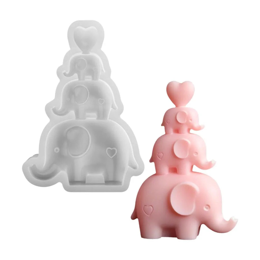 3-Tier Stacking Heart Elephant Silicone Mold for DIY Handmade Candle Resin Decorative Ornament Oasis Select