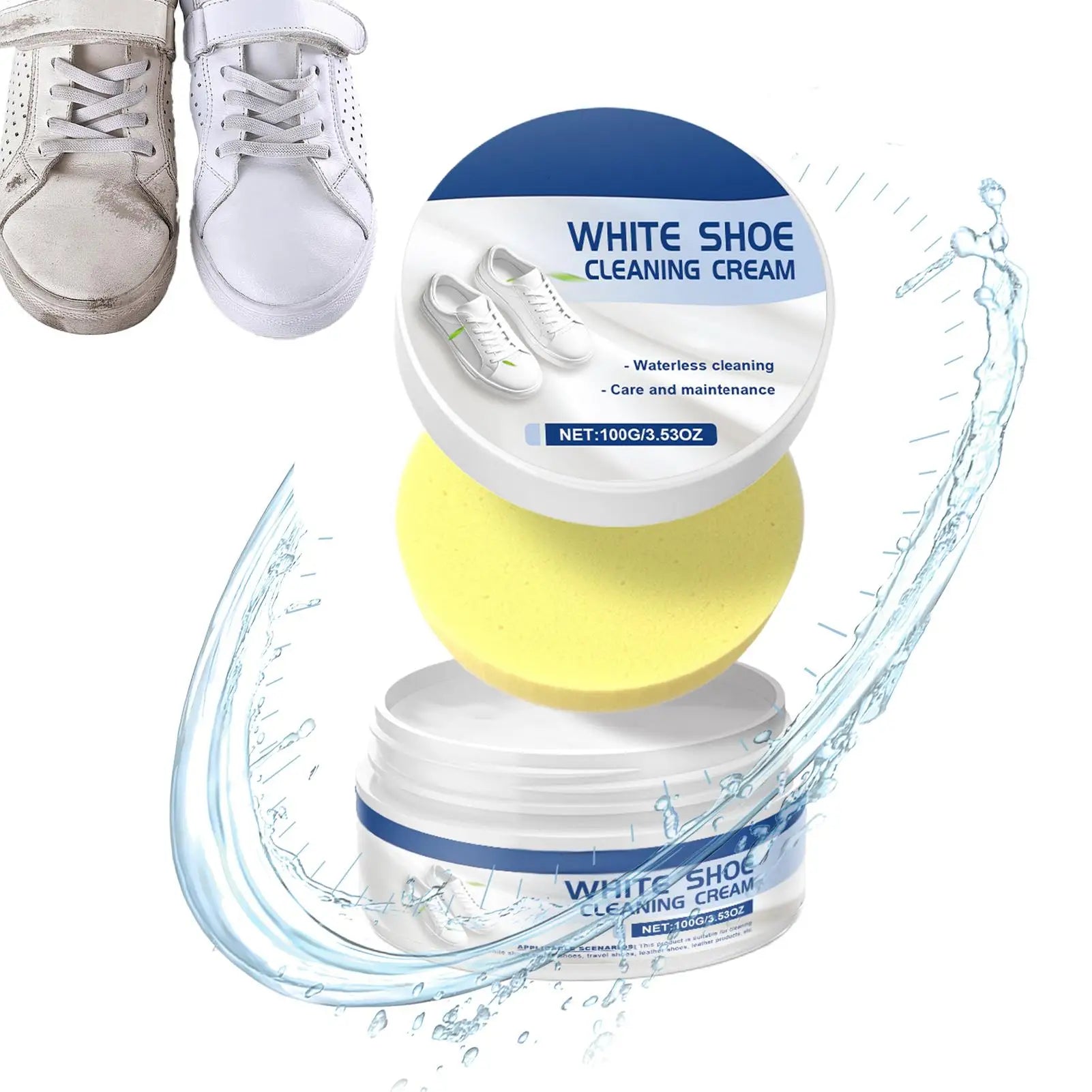 White Shoe Cleaning Cream with Sponge Stains Remover Shoes Whitening Cleaning Brightening Whitening And Yellowing Maintenance Oasis Select