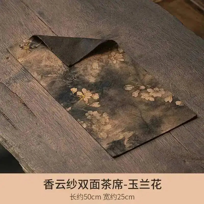 Gauze Double-sided Dry Tea Mat Teapot Mat Chinese Zen Table Flag Tablecloth Tea Mat Tea Ceremony Oasis Select Tea Mat Magnolia