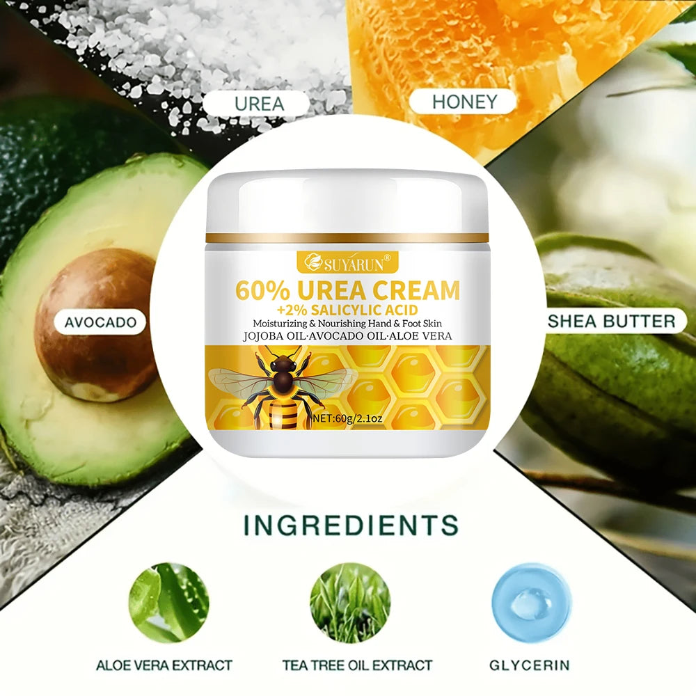60% Urea & 2% Salicylic Acid Foot Cream for Cracked Heels - Exfoliating, Moisturizing, Hard Skin, Callus & Dead Skin Remover. Oasis Select