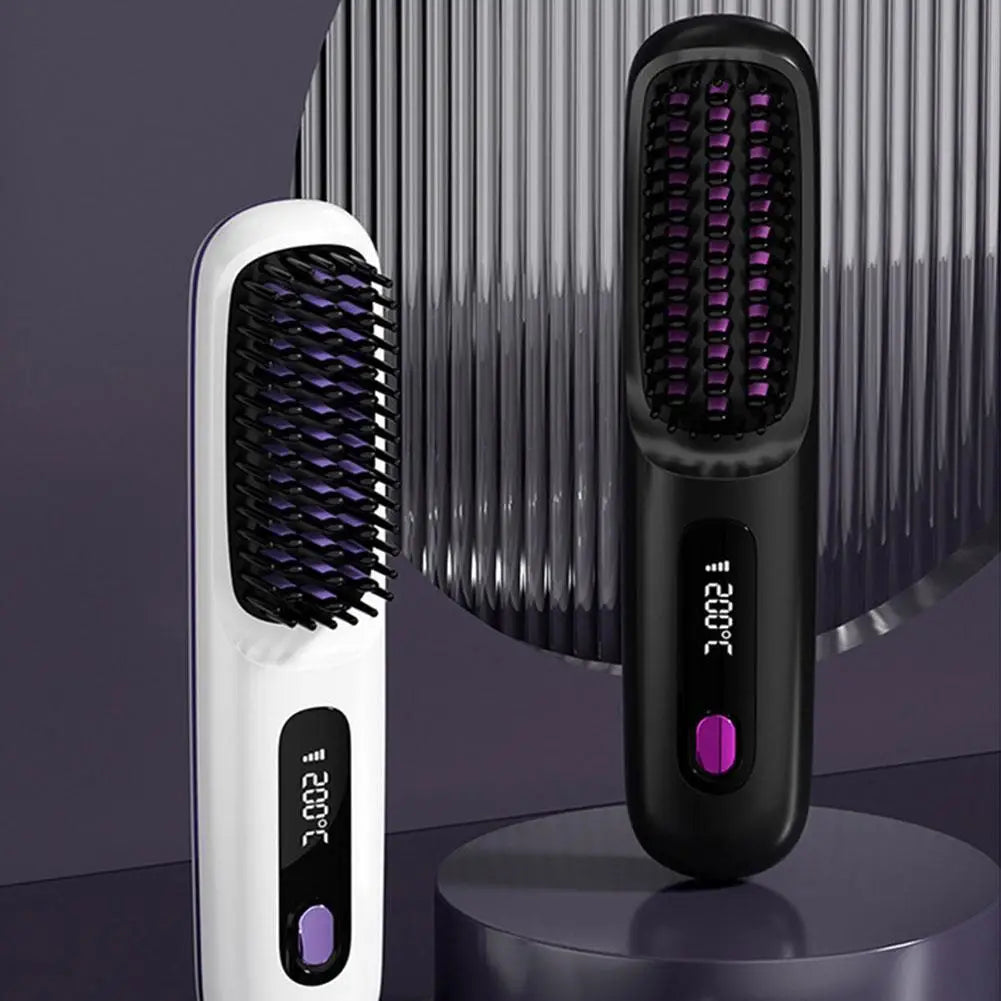 Cordless Hair Straightening Brush – Negative Ion USB Rechargeable Hair Straightening Brush Oasis Select
