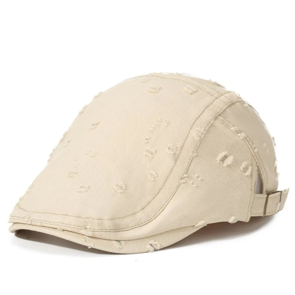 Fashion Hole Sketching Beret Hat Cotton Adjustable Painter Hat Soft Newsboy Hat Hip Hop Oasis Select Beige