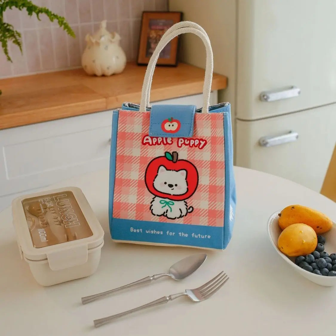 Lunch Bags Cute Bento Bag For Office Workers Large Capacity Tote Bag Cartoon Insulated Fresh-Keeping Bag Student Lunch Box Bag Oasis Select C